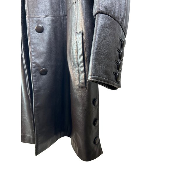 Vintage Leather Dress Black Coat - Picture 6 of 10